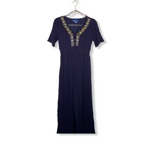 Blue Rair Blue/Yellow V-Neck Maxi Dress Medium